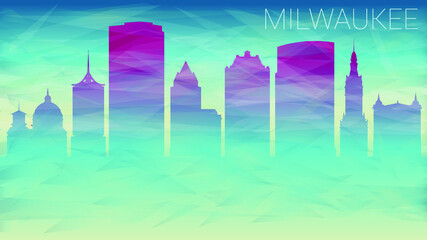 Milwaukee Wisconsin City Skyline Vector Silhouette. Broken Glass Abstract Geometric Dynamic Textured. Banner Background. Colorful Shape Composition.