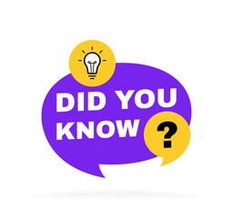 Did You Know label design with light bulb and question mark. Banner design. Vector illustration