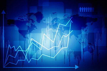 2d rendering Stock market online business concept. business Graph 
