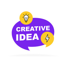 Creative Idea label design with light bulb and