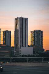 downtown city sunset Miami Florida Apartments buildings 