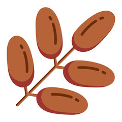 Dates Palm Concept, Fruit Branch Vector Color Icon Design, Arab culture and traditions Symbol on white background, Islamic and Muslim practices Sign,