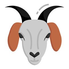 Qurban Goat Head Vector Color Icon Design, Arab culture and traditions Symbol on white background, Islamic and Muslim practices Sign, Ritual animal sacrifice Concept, Eid Adha Stock