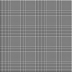 Plaid pattern glen black and white check graphic. Seamless abstract houndstooth tartan art background for dress, tablecloth, blanket, other modern spring autumn winter textile print. - obrazy, fototapety, plakaty
