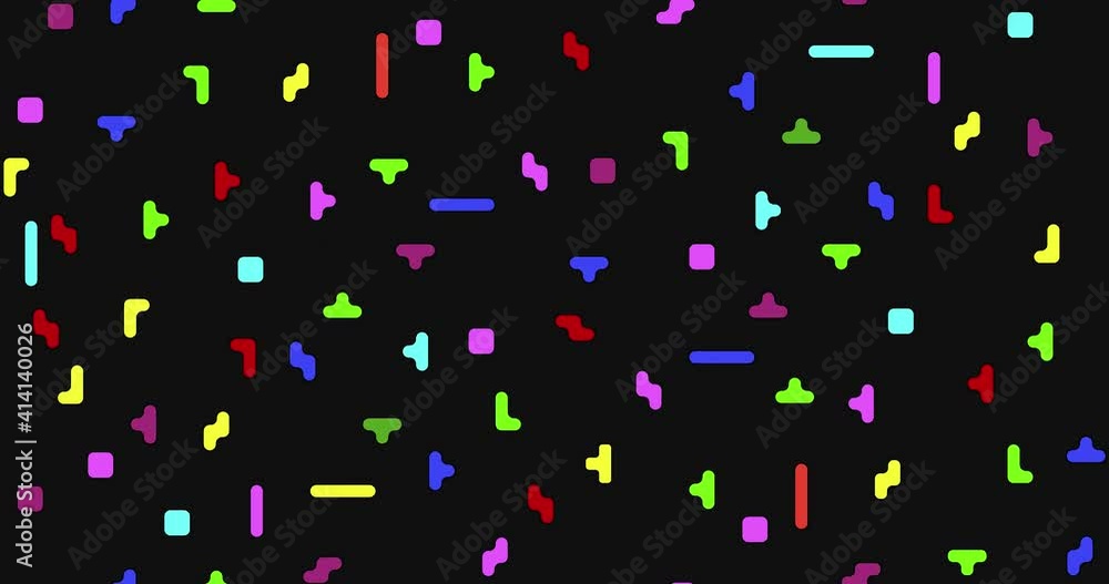 Poster animation of abstract background made of bricks shapes. falling down bricks.