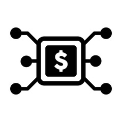 Digital dollar sign icon vector currency symbol for digital transactions for asset and wallet in a flat color glyph pictogram illustration