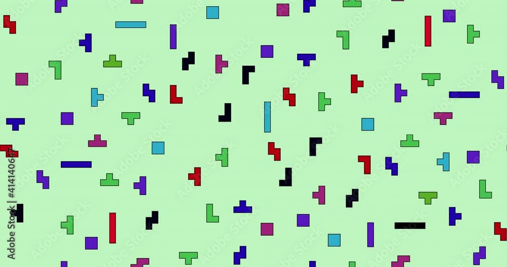 Poster animation of pixel art abstract background made of bricks shapes. falling down bricks. pixel art 8 b
