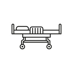 Hospital bed icon for web and mobile healthcare, medical apps. Stretcher symbol.