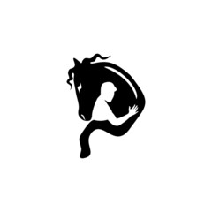 Vector mascot, cartoon of kid hugging horse, 
Vector illustration icons and logo design elements - horse vector
