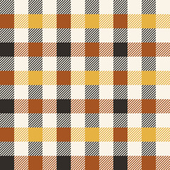 Gingham check pattern autumn in brown, yellow, off white. Decorative seamless vichy art background for flannel shirt, gift wrapping paper, tablecloth, other modern fashion textile design.