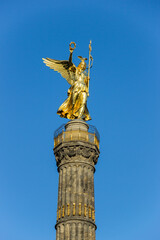 Fototapeta na wymiar Victory Column monument with a viewing platfrom in top for a city view over Berlin city, Germany