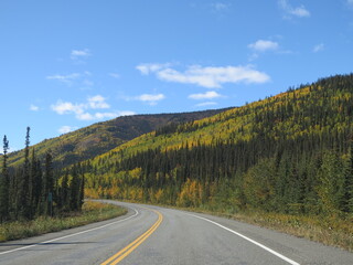 the Alaska Route 2 state highway between the Alcan Border and Tok, Alaska, USA, September