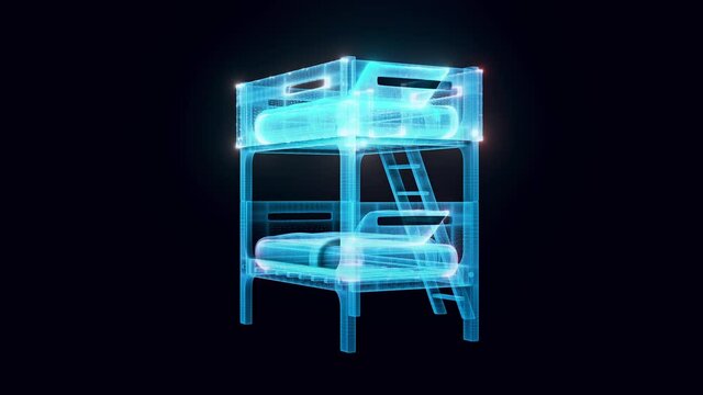 Bunk Bed Hologram 4k. High quality 4k footage