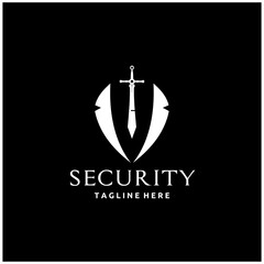 Bodyguard Logo Design with a Sword and Tuxedo Security Illustration