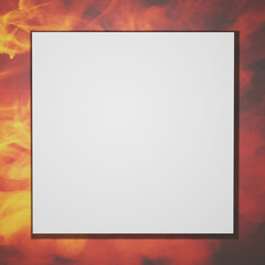Mockup for an inscription, congratulations on the holiday. 3D rendering. A square blank sheet with a shadow on a background of colored smoke.