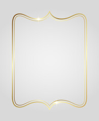 Golden shiny glowing vintage frame isolated