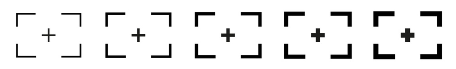 Obraz premium Viewfinder Icon Black | Full Screen Illustration | Video Expand Button Symbol | Enlarge Frame Logo | Fullscreen Sign | Isolated | Variations