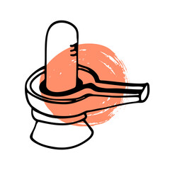 Shivalingam. Lingam, an abstract image of Shiva. Spiritual symbol of Yogis, Hinduism. With an orange background. Hand-drawn. Doodle, sketch, icon. Vector illustration for design.