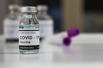 Corona virus(COVID-19), Corona Virus 2019-ncov vaccine bottles in a research medical laboratory.