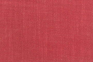 Surface of cotton linen tablecloth kitchen (napkin) red color texture background.