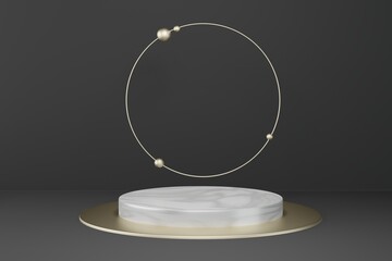 3d rendering empty template podium display mockup for product placement in minimal design. Online background advertising