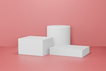 3d rendering empty template podium display mockup for product placement in minimal design. Online background advertising