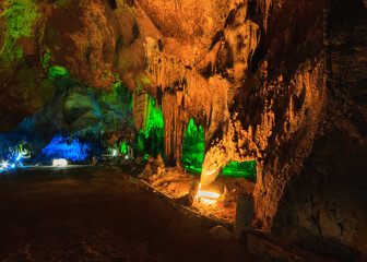beautiful color light in the nature cave