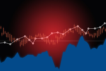 Obraz premium Growth graphs on abstract background. Stock market trading profit and risk concept and return on investment idea