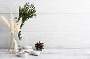 Christmas SPA composition with pine tree branches