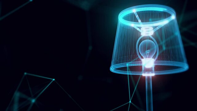 Standing lamp light hologram Close up 4k. High quality 4k footage