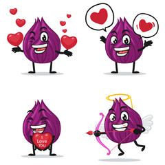 vector illustration of onion mascot or character collection set with love or valentine or love theme