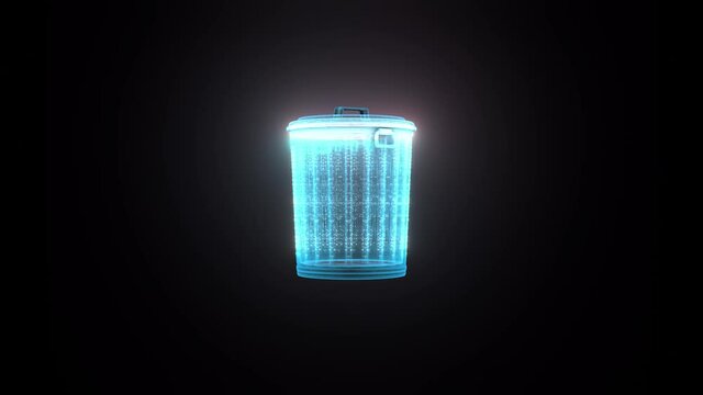 Trash can hologram 4k. High quality 4k footage