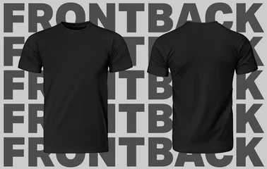 Fotobehang Realistic Vector T-shirt Mockup Black with Text Background © Designer's Kit Co