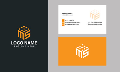 Property and Construction MS Logo design for business corporate sign with Creative Modern Trendy with a minimal business card. Cube MS logo design - obrazy, fototapety, plakaty