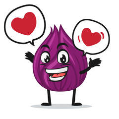 vector illustration of onion mascot or character says with love in bubble speech