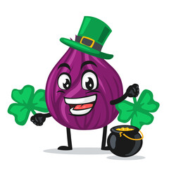 vector illustration of onion mascot or character wearing shamrock hat