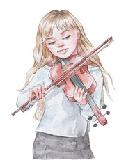 girl playing music with violin