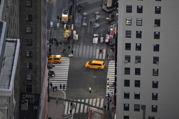 New York Manhattan Skyline street yellow cab