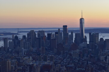 New York Manhattan skyline sunset