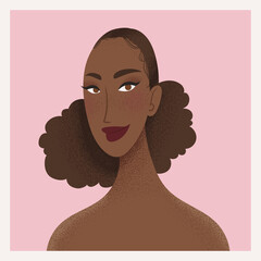 Beauty female portrait. Elegant African woman avatar. Vector illustration - 414166041