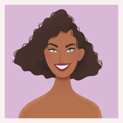 Beauty female portrait. Elegant African woman avatar. Vector illustration - 414166053