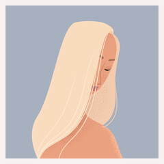 Beauty female portrait. Elegant woman avatar. Vector illustration - 414166247