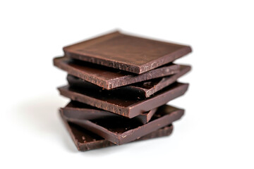 Pieces of gluten free chocolate of white background