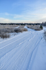 Nature of Russia in a frosty winter