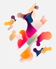 Abstract composition of multicolored liquid bubbles.