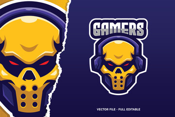 Yellow Skull E-sport Game Logo Template © MightyFire