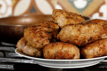 Homemade chops have just fried
