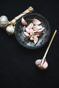 Raw purple garlic