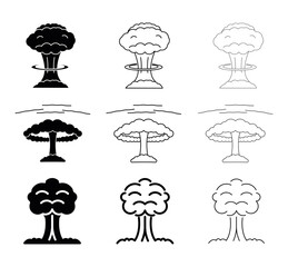 Nuclear explosion shot icon set. Editable line vector. Flash shock wave. Flat style trendy explosion icon set. Template for application, user interface and logo, vector illustration
