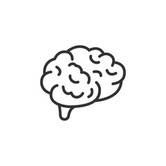 Human brain. Vector outline icon with editable strokes isolated on white background.